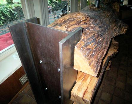 LARGE SCALE LOG FURNITURE WITH STEEL BEAMS