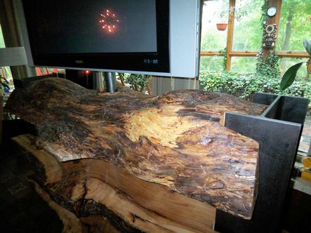 OAK LOG FURNITURE WITH I BEAMS TV STAND 